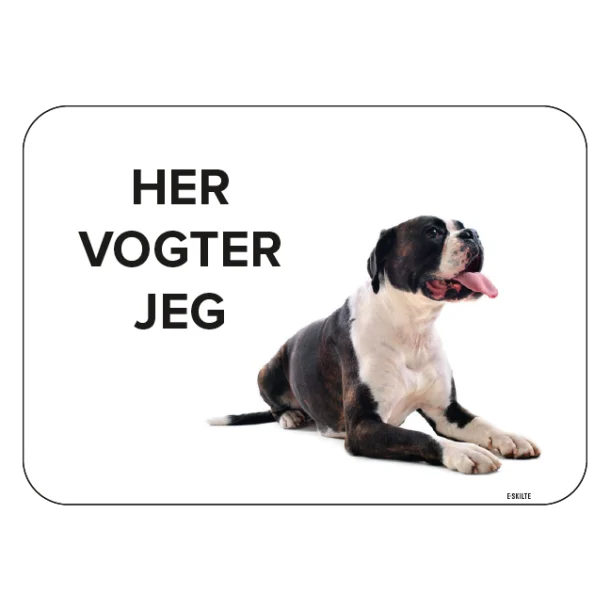 Boxer Her vogter jeg. Hundeskilt