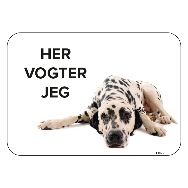 Dalmatiner Her vogter jeg. Hundeskilt