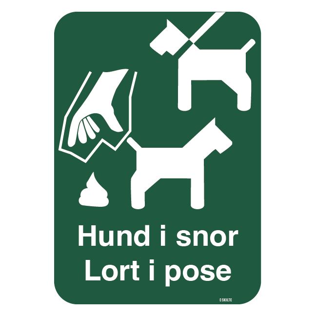 Hundeskilt - Hund i snor Lort i pose