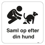 Saml op efter din hund hvidt skilt