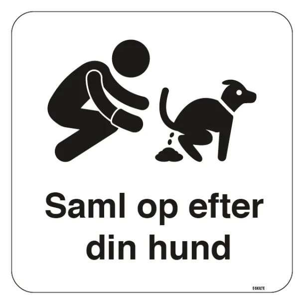 Saml op efter din hund hvidt skilt