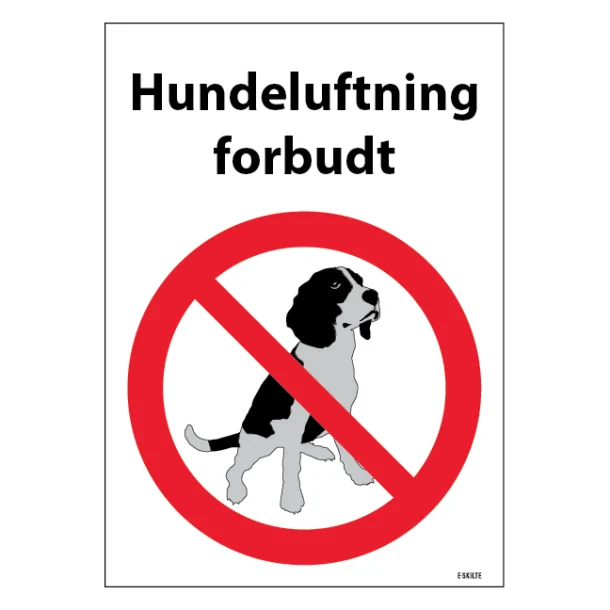 Hundeluftning forbudt. Hundeskilt