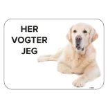 Golden Retriver Her bor jeg. Hundeskilt