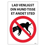 Lad venligst din hund tisse et andet sted. Hundeskilt