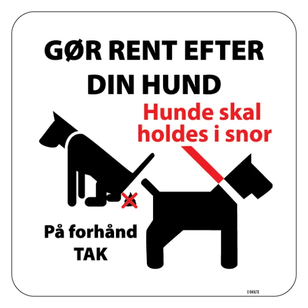 Gør rent efter din hund Hvidt. Hundeskilt