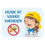 Husk at vaske hænder - børn - bakterier skilt