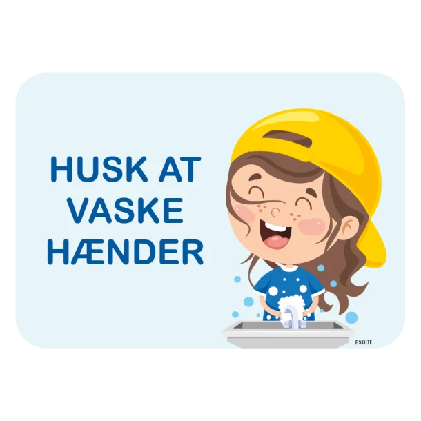 Husk at vaske hænder - børn skilt