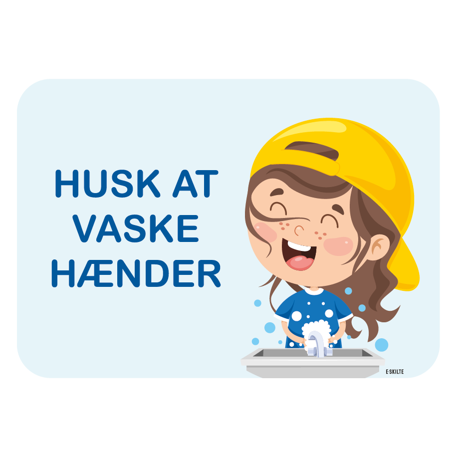Husk at vaske hænder - børn skilt