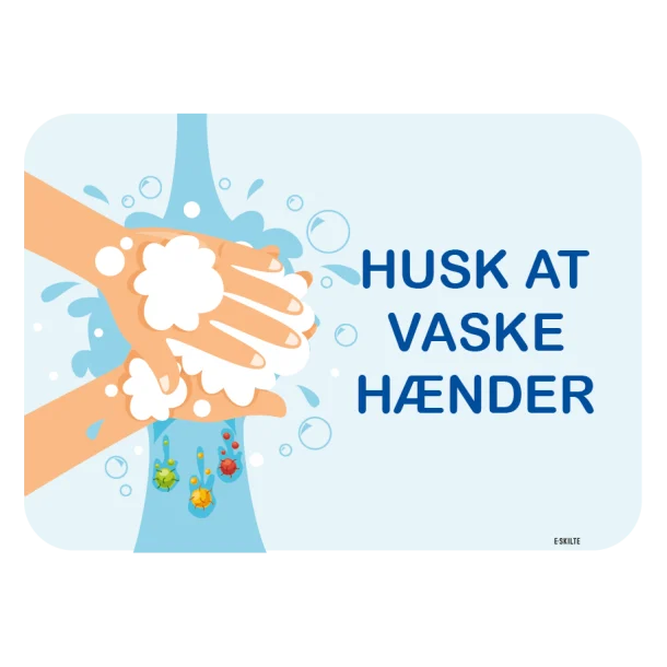 Husk at vaske hænder - børn skilt