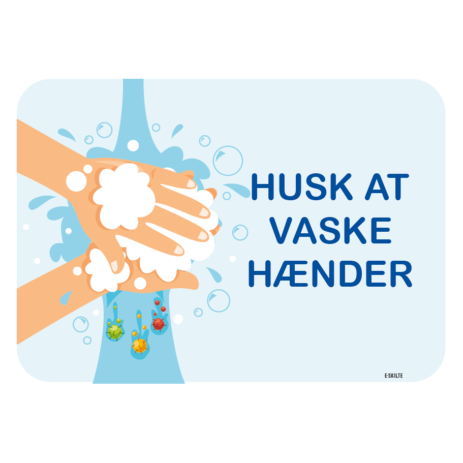 Husk at vaske hænder - børn skilt