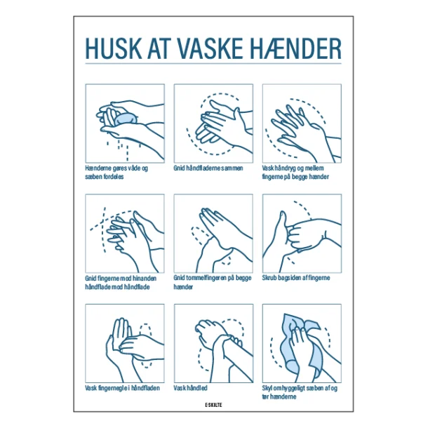 Husk at vaske hænder guide skilt