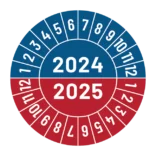 Kalibreringsmærker for 2024-2025 i blå og rød, Selvklæbende, Ø30mm