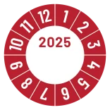 Kalibreringsmærker for 2025 i rød med logo