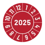 Kalibreringsmærker for 2025 i rød, Selvklæbende, Ø30mm