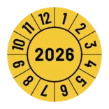 Kalibreringsmærker for 2026 i gul, Selvklæbende, Ø30mm