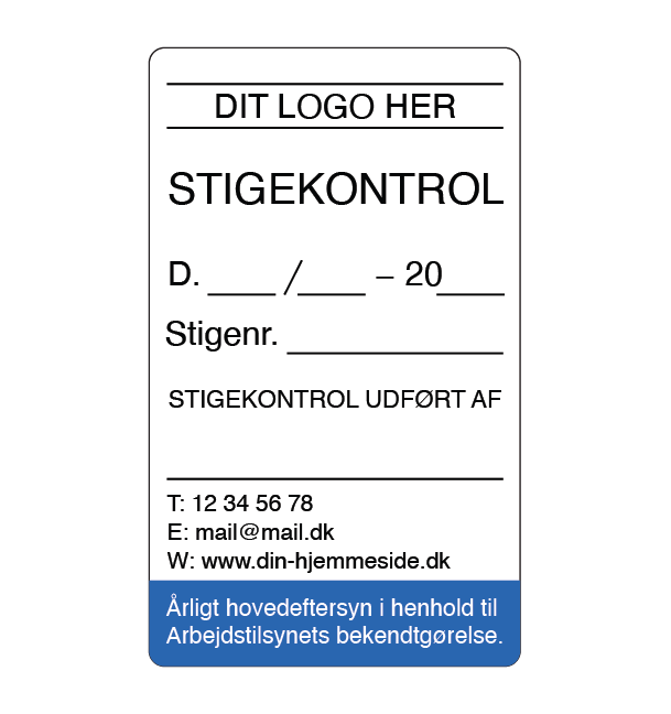 Stigekontrol mærker med eget logo, Selvklæbende, 60x36mm