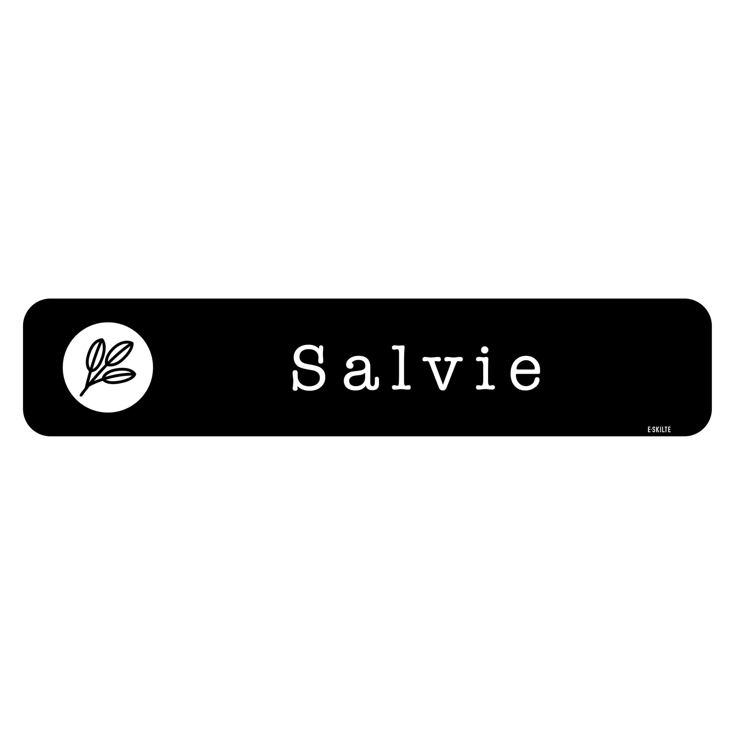 Salvie sort køkkenhaveskilt