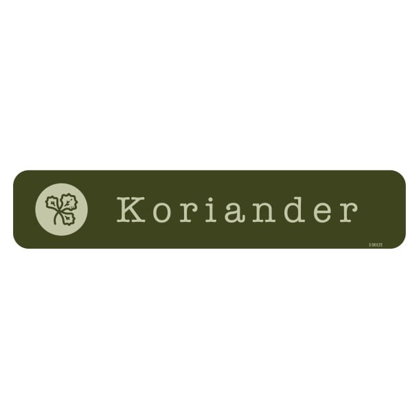 Koriander grønt køkkenhaveskilt