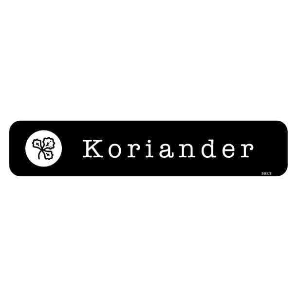 Koriander sort køkkenhaveskilt