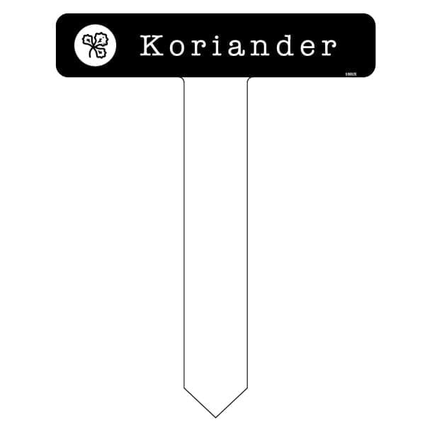 Koriander sort køkkenhaveskilt spyd