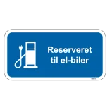 Reserveret til el-biler blåt stander skilt