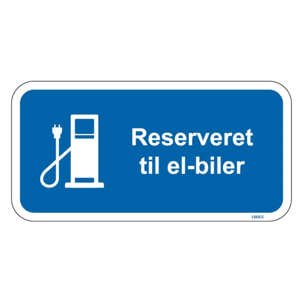 Reserveret til el-biler blåt stander skilt