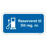 Reserveret til dit reg. blåt stander skilt