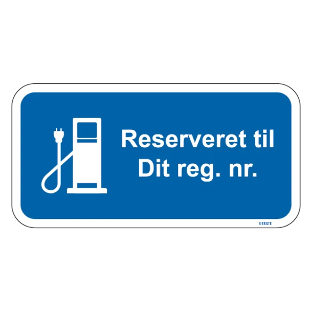 Reserveret til dit reg. blåt stander skilt