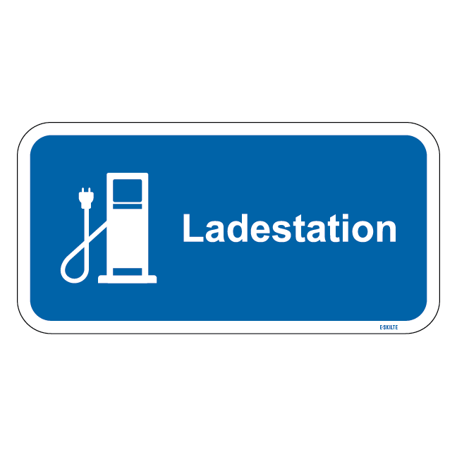 Ladestation blåt stander skilt