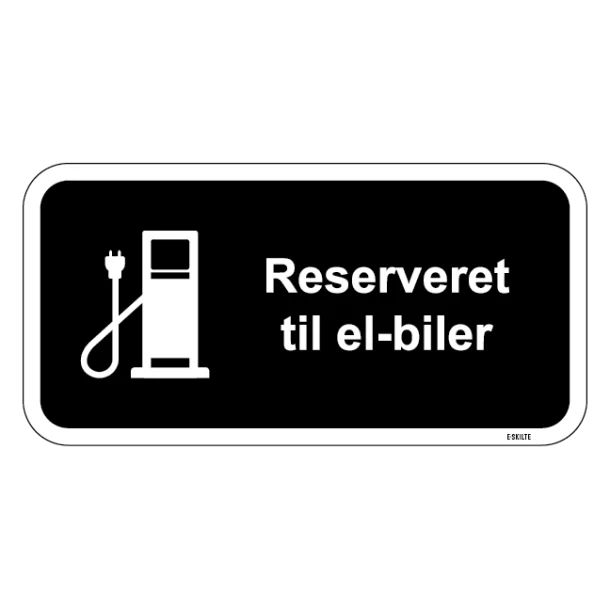 Reserveret til el-biler sort stander skilt