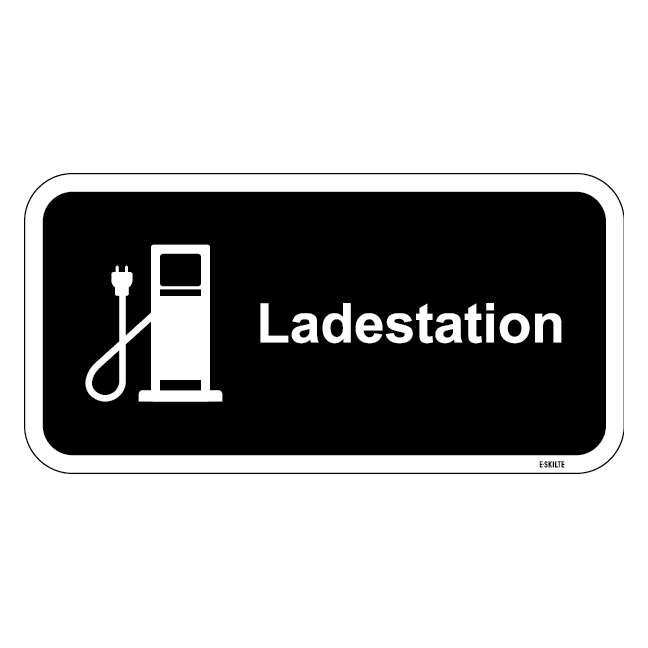 Ladestation sort skilt