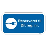 Reserveret til dit reg. blåt oplader skilt