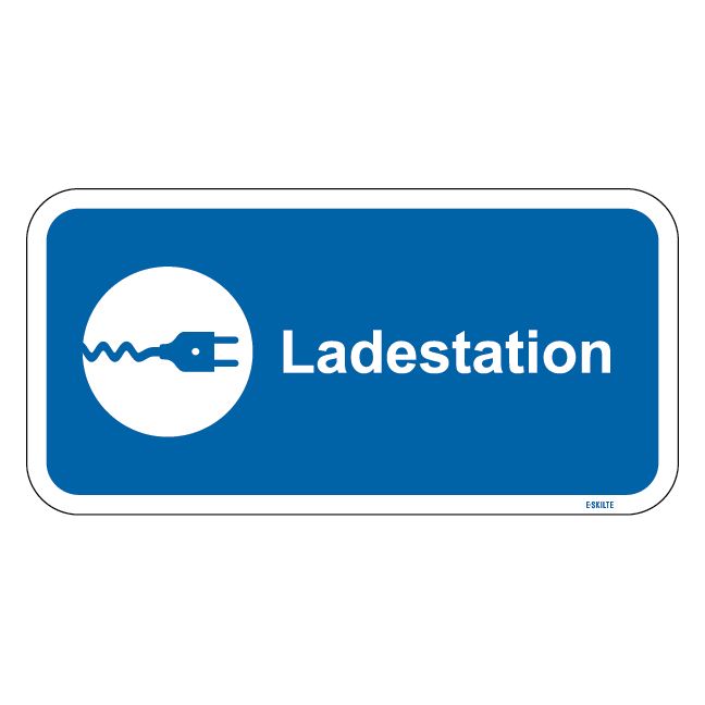 Ladestation blåt oplader skilt