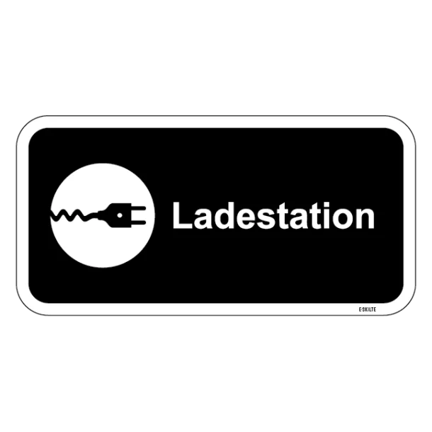 Ladestation sort oplader skilt