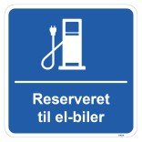 Reserveret til el biler kvadratisk ladestander skilt