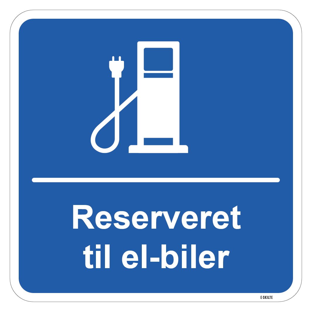 Reserveret til el biler kvadratisk ladestander skilt