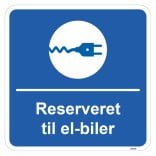 Reserveret til el biler kvadratisk oplader skilt