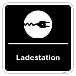 Ladestation sort kvadratisk oplader skilt