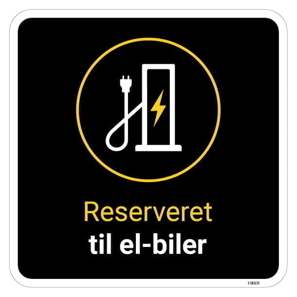 Reserveret til el biler kvadratisk ladestander skilt