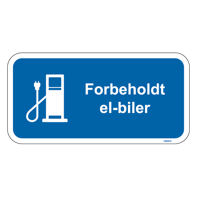 Forbeholdt el-biler blåt stander skilt