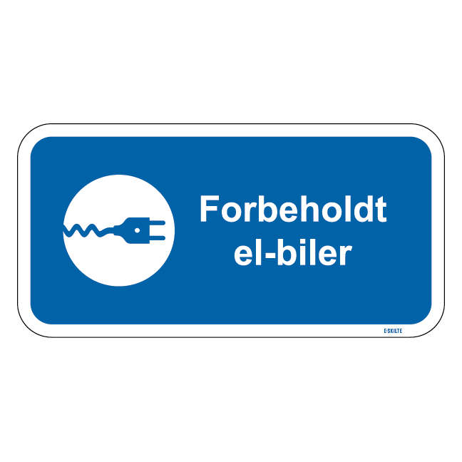 Forbeholdt el-biler blåt oplader skilt