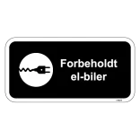 Forbeholdt el-biler sort oplader skilt