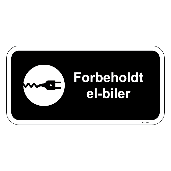 Forbeholdt el-biler sort oplader skilt
