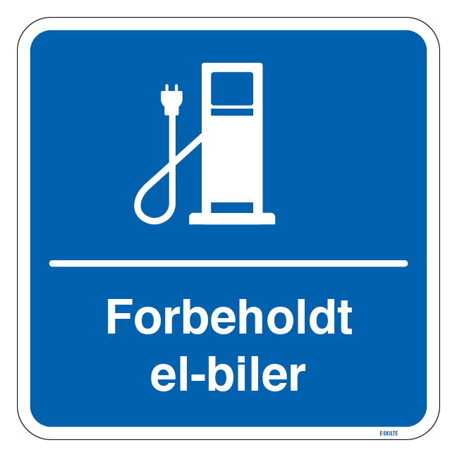 Forbeholdt el-biler kvadratisk ladestander skilt