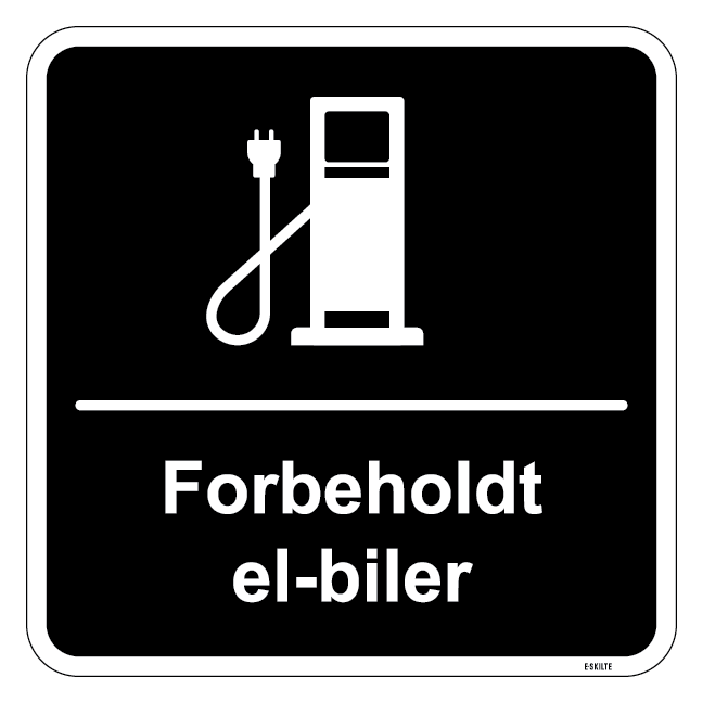 Forbeholdt el-biler sort kvadratisk ladestander skilt
