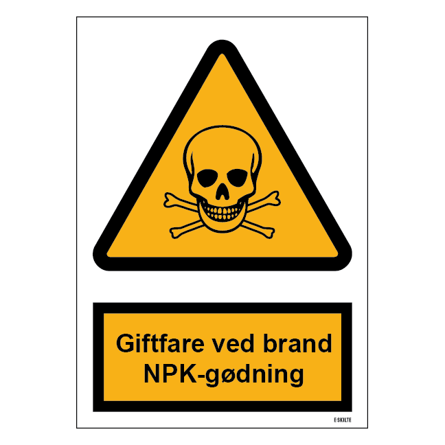 Giftfare ved brand (NPK-gødning) skilt til landbrug