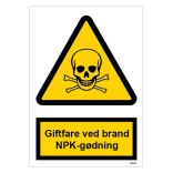 Giftfare ved brand (NPK-gødning) skilt til landbrug