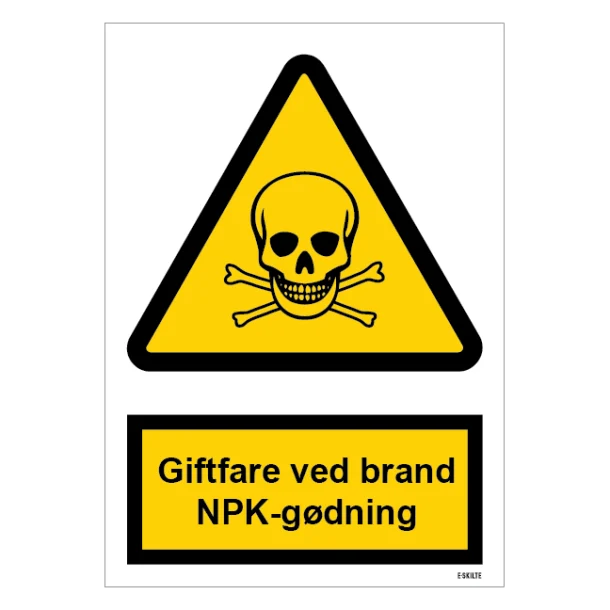 Giftfare ved brand (NPK-gødning) skilt til landbrug