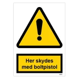 Her skydes med boltpistol skilt til landbrug