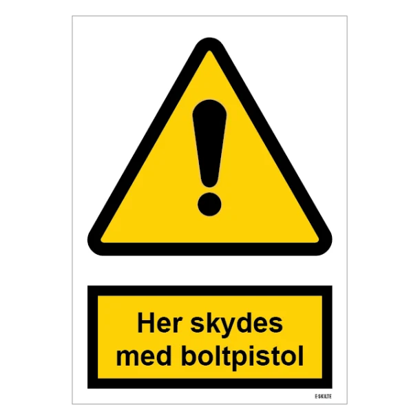 Her skydes med boltpistol skilt til landbrug